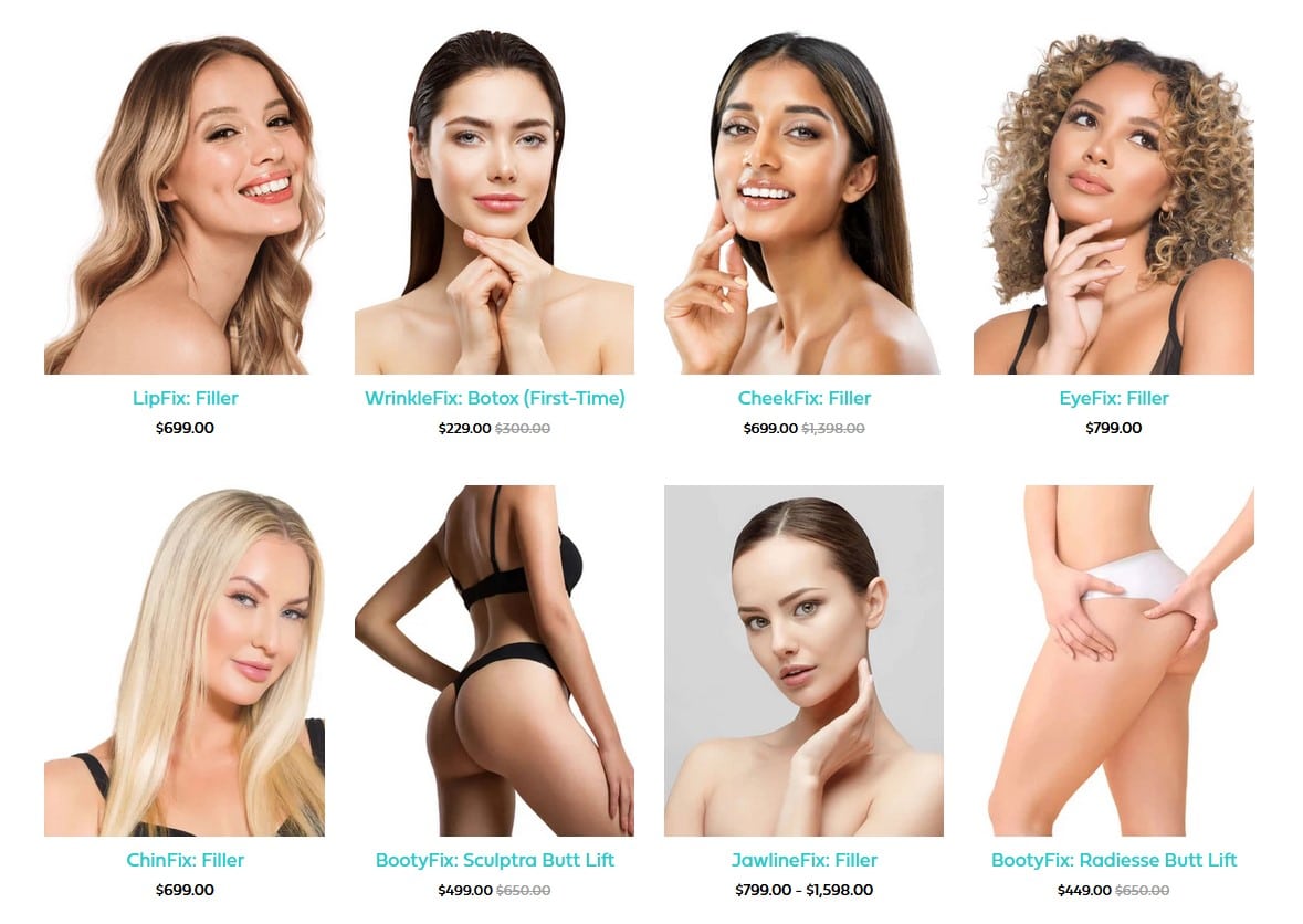 An image showing BeautyFix medspa best-selling treatments
