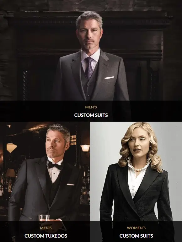 An image showing the three main tailoring services of Alan David Custom